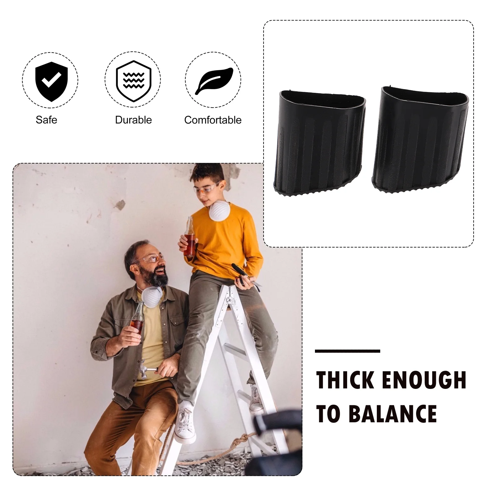 4 Pcs Step Ladder Feet Cover Folding Anti-Slip Leg Protective Pad Non-skid Foot Pads Furniture Leg Pads Rubber Chair Feet Step