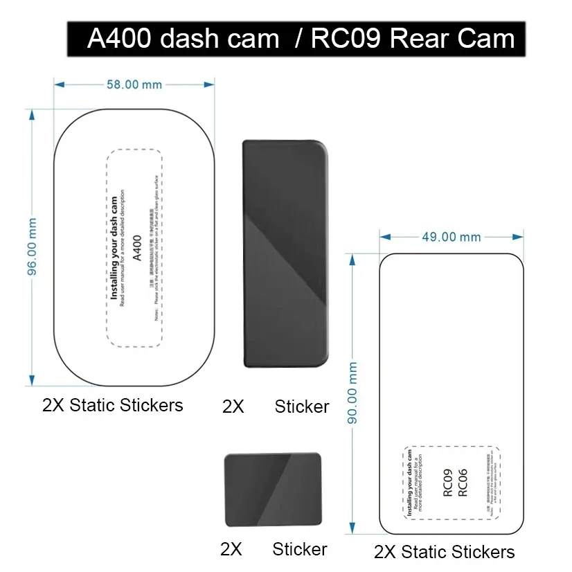 

For 70mai Dash Cam A400 Dash Cam Smart VHB Sticker and Static Stickers for 70mai RC09 Rear camera Static Stickers