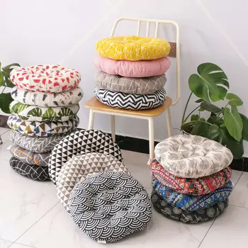 Coussin de siège rond en coton et lin, tissu grossier, coussin circulaire pour la maison, décoration de coussin Futon de Style japonais 1