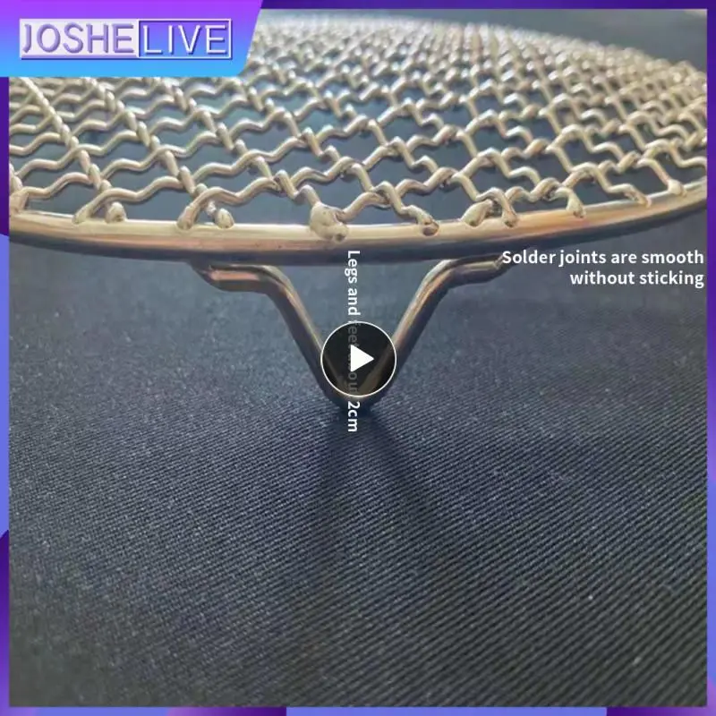 Stainless Steel Grill Net Leg Round Bacon Net Multi-function Rust Proof Non Stick Grill Grille Air Frying bbq grill mesh stainless steel grill net