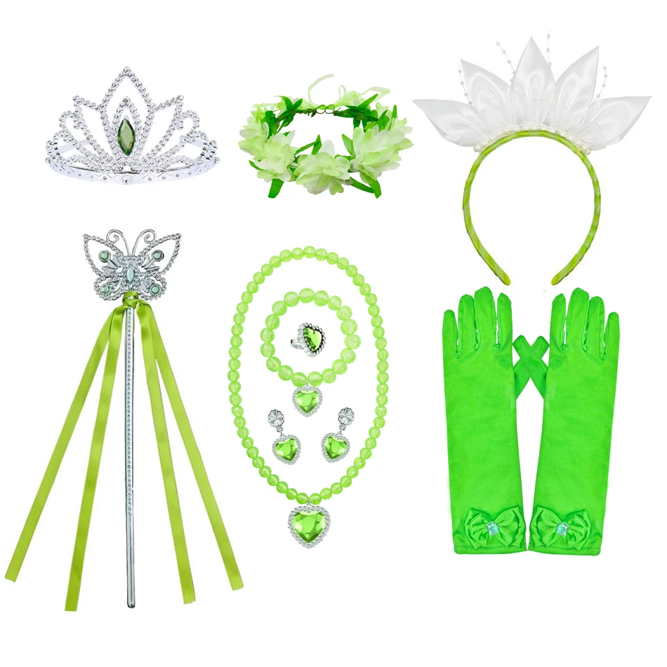 Tiana Dress Girls Black Princess Costume Cosplay Halloween Deluxe Tulle Dress Summer Theme Party Outfit Birthday Surprise