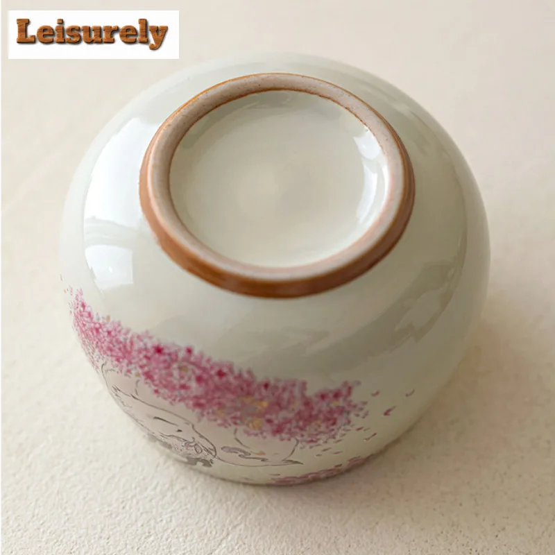 Plant Ash Hand Painted Deer Teacup Zen Tea Bowl Tea Pair Tea-tasting Smelling Cup Chazhan Master Cups Teaware Collection Craft