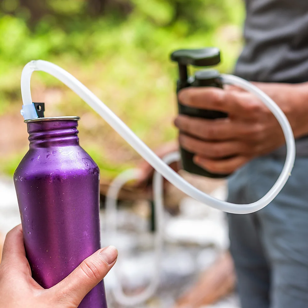 

Drinking Water Purifier Water Filter Pump Hand Operated Survival Water Filter 1400ml/min for Survival Emergency Camping Supplies