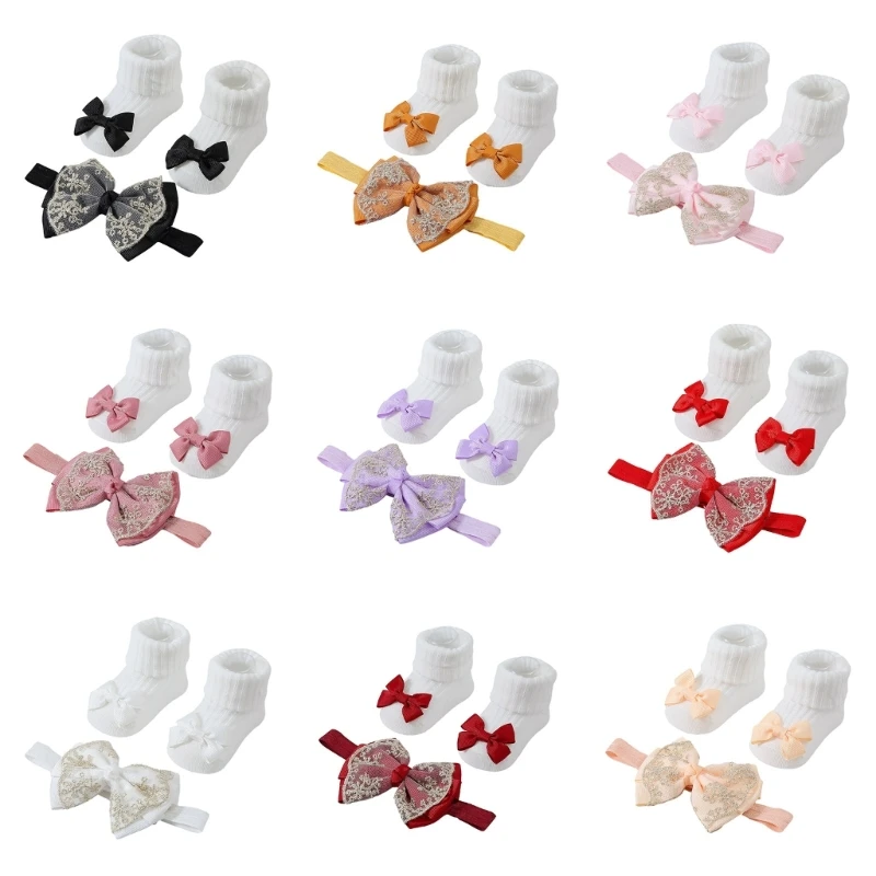 

Baby Girl Headband Socks Set Sweet & Stylish Little Girls Headwear with Socks