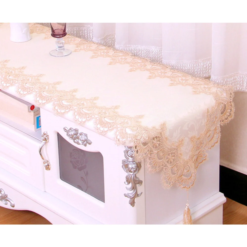 Tessuto in stile europeo, pizzo solubile in acqua, bandiera da tavolo, copri mobile TV, tovaglia minimalista da tavolino, 002 metri_voghion.com