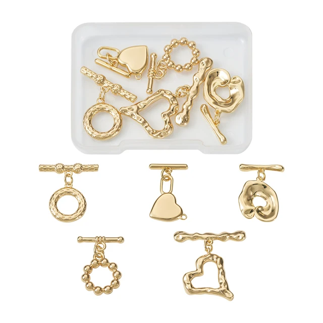 Gold Toggle Clasps, Gold Cord End Clasp, Mini Toggle Clasps, Gold Necklace  Clasp, 2 Sets