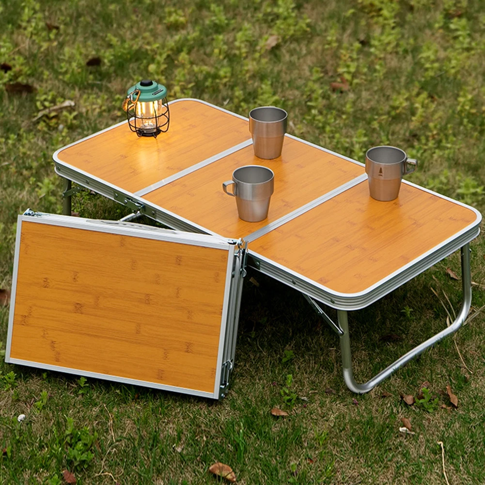 Folding Camping Table 3 Fold with Aluminum Legs Portable Picnic Table Lightweight Camp Tables for Home Picnic BBQ Garden Cooking