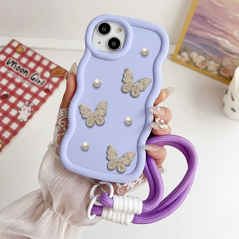 Elegant 3D Pearl Butterfly Silicone Phone Case