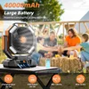 Fans, Battery Operated Portable Tent Fan with LED Light, Remote Control, Hook, 270°Pivot, Stepless Speed-Ideal for Camping, Fans 1