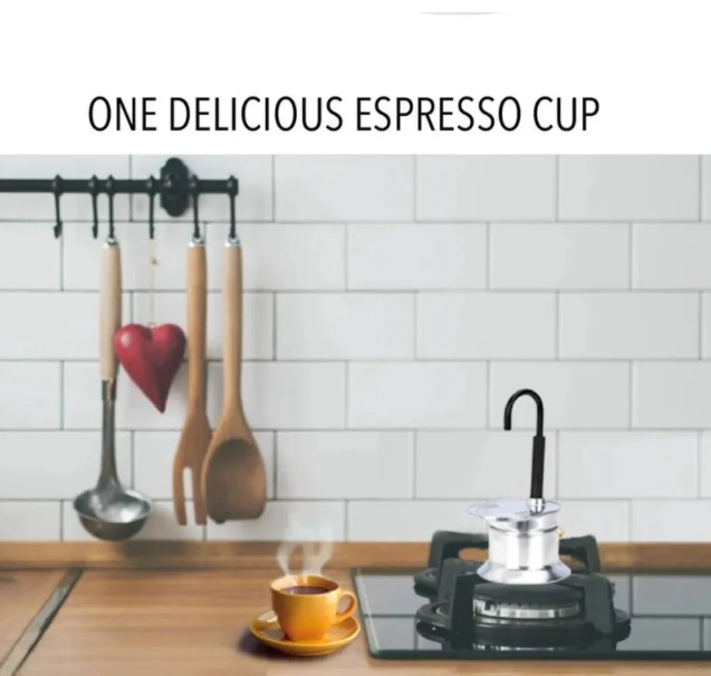 Description Picture 3 of item50ML Aluminum Single Tube Moka Pot 1 Cup Coffee Pot Stovetop Italian Coffee Machine Espresso Utensils Kitchen Coffeeware Barista