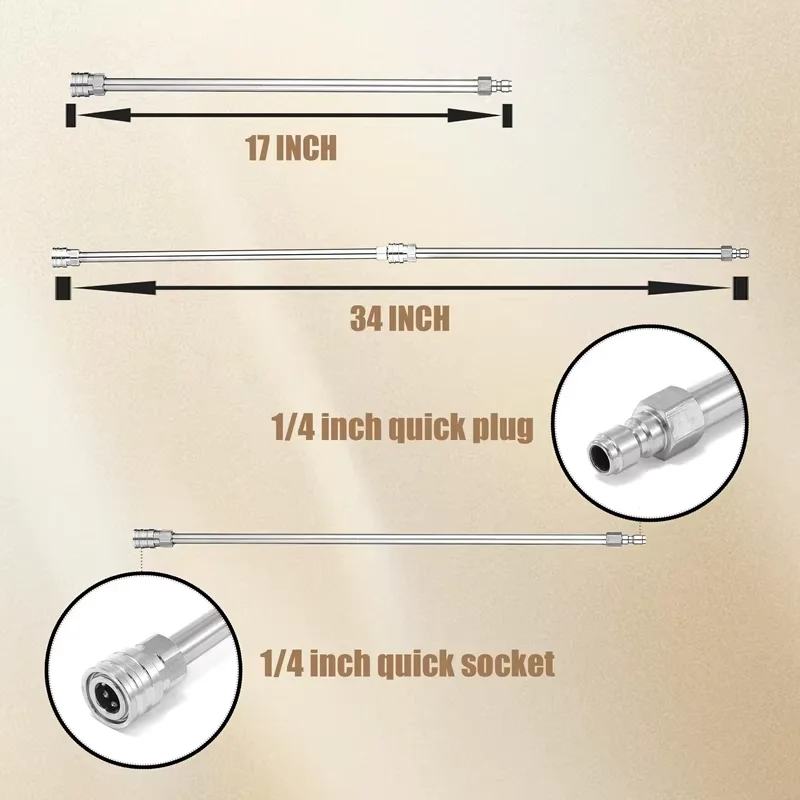 Pressure Washer Extension Wand Stainless Steel Body and Fitting with 1/4 Quick Connect 17 Inch Power Washer Lance 2