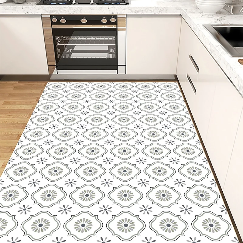 Leather Kitchen Mat Durable Easy to Clean Whole Layout Slip Resistant Waterproof Oil Resistant No Need for Waing Carpet