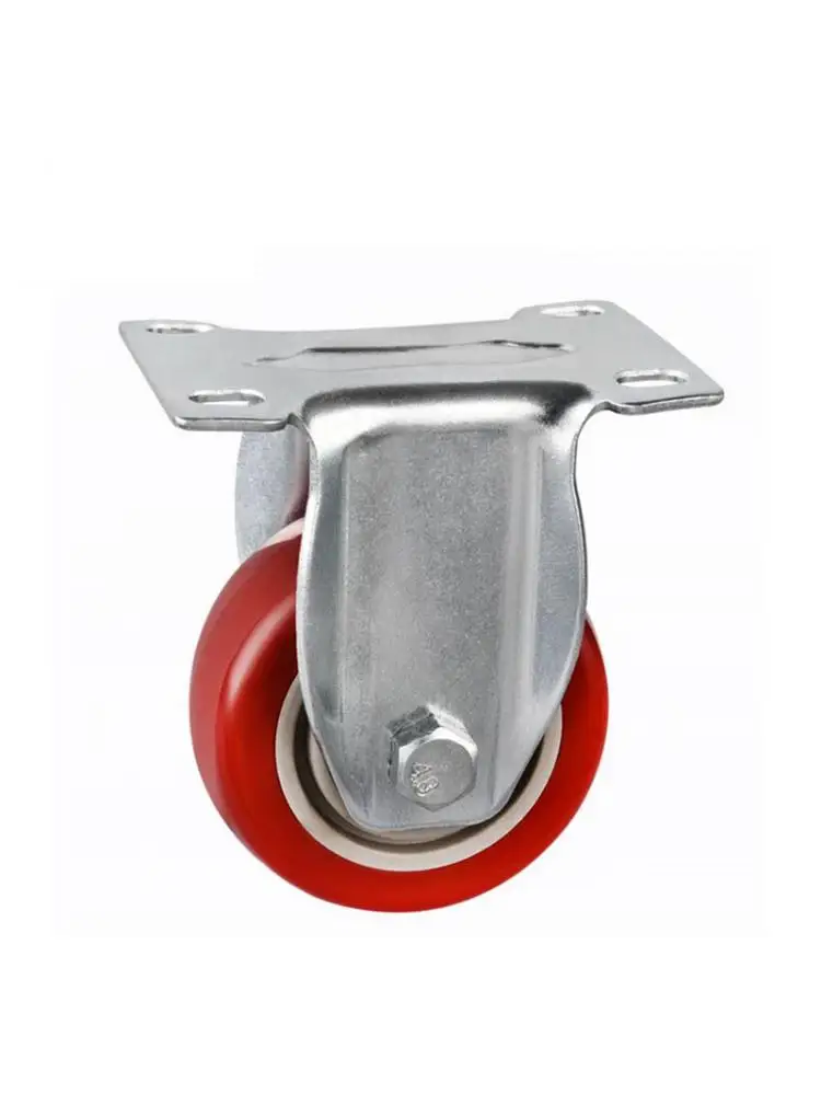 

1 Pc Casters 3-inch Directional Wheel - Red Double Shaft Plastic Core Medium Fixed Pulley Mute Caster Pvc