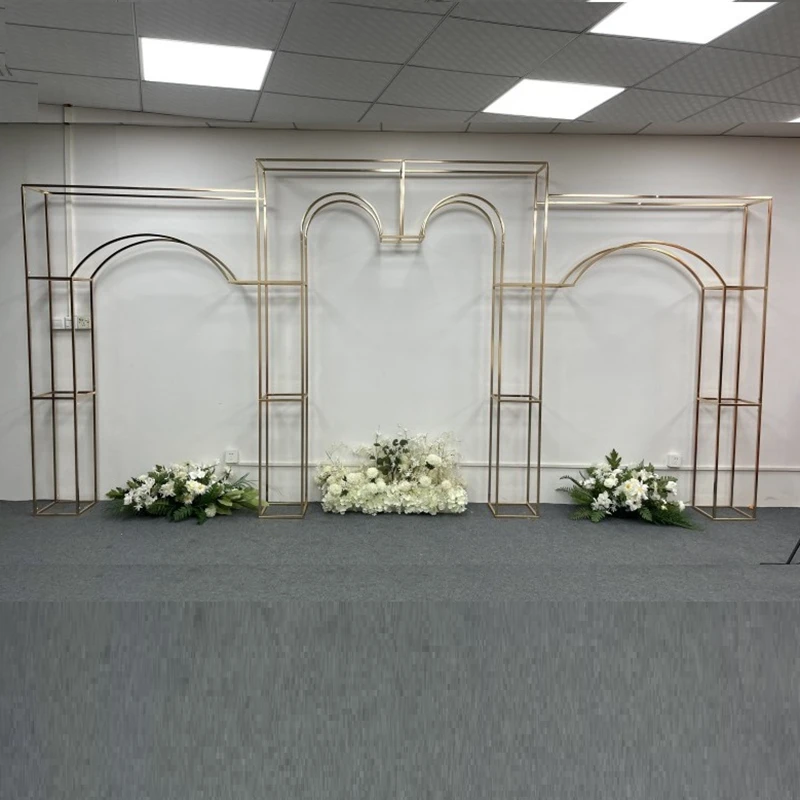 

Luxury Shiny Wedding Arch Welcome Door Frame Big Backdrop Stage Screen Background Birthday Party Balloon Pergola Fashion 3Pcs