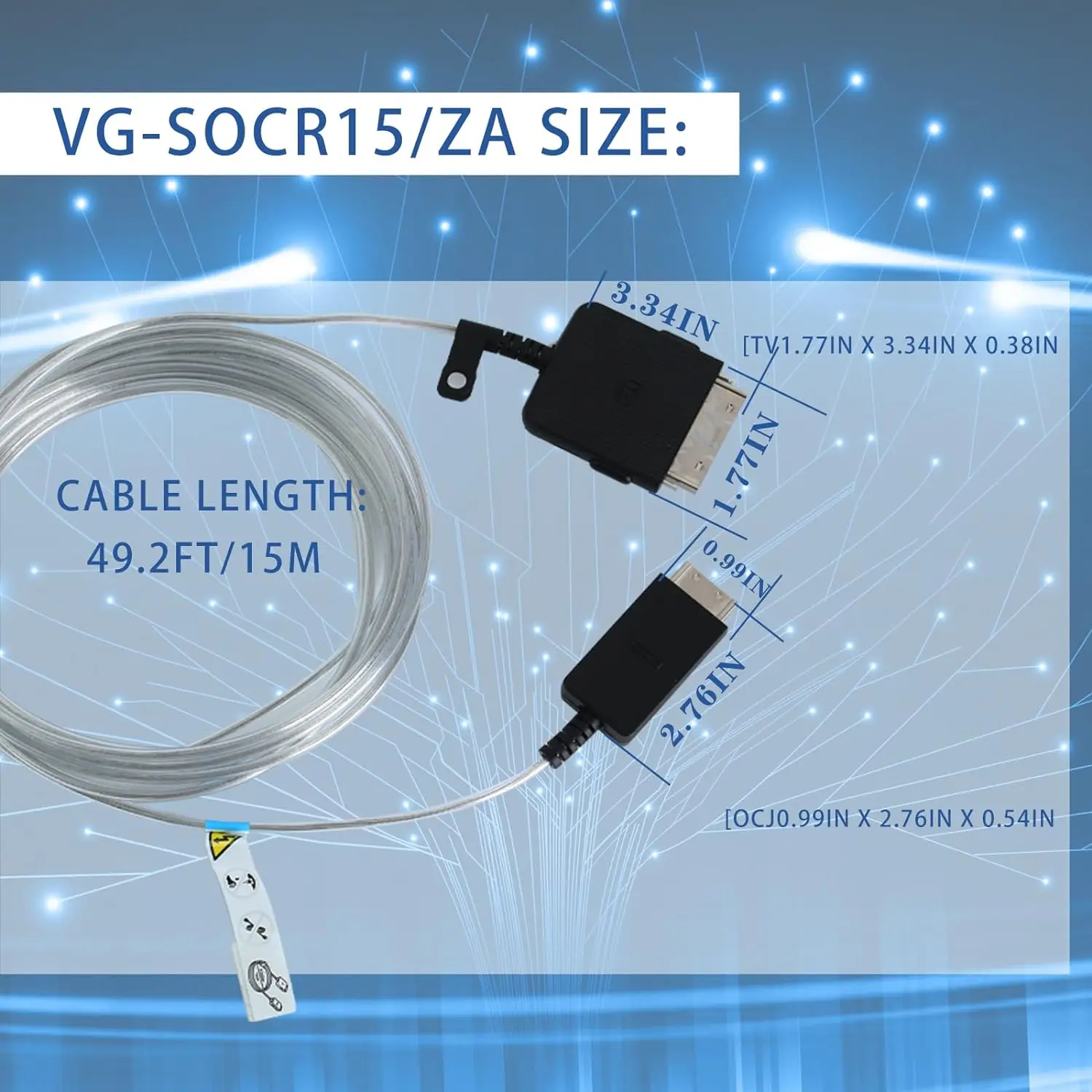 

15m / 49.2 Foot One Invisible Connect Cable for QLED 4K & The Frame TVs (Newest Model) - White - VG-SOCR15/ZA BN39-02470A