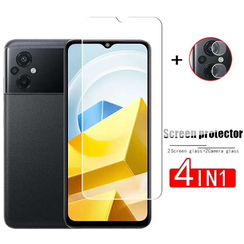 Full Gule Tempered Glass For Xiaomi Poco M5 Glass For Poco M5 Screen Protector Protective Phone Camera Lens Film For Poco M5 for glass xiaomi poco m2 reloaded full cover tempered glass poco m2 reloaded m3 phone screen protector camera protective glass