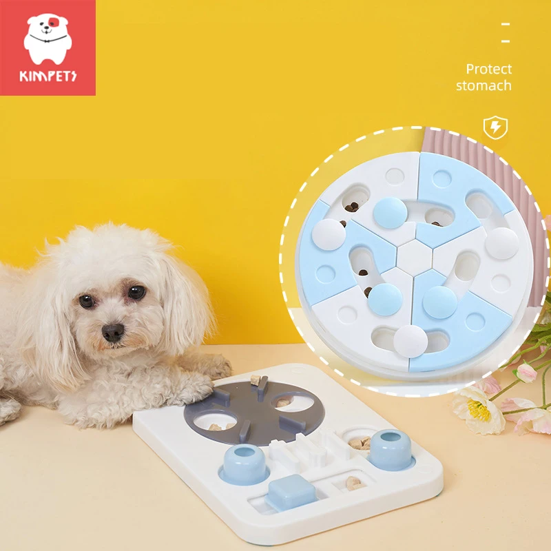

Игрушки-головоломки для собак Kimpets, медленная кормушка, интерактивный диспенсер для еды, медленно едящая Нескользящая миска, увеличивающая рост щенка, искусственная кожа