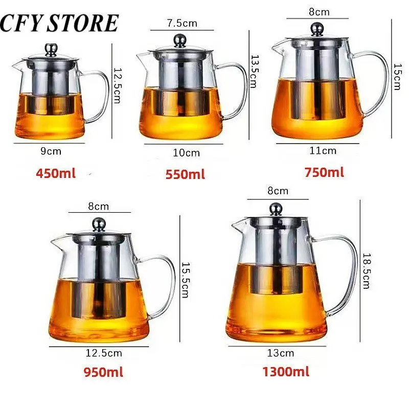 Heat Resistant Glass Tea Jug with Lid Glass Water Pitcher Cold Water Kettle Tea Pot or Cups Juice Jug Carafe