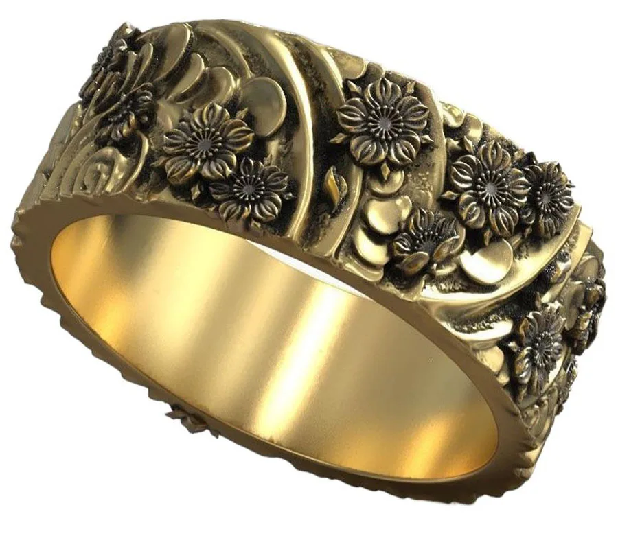 

10g Wind And Flowers Traditional Japanese Ornament 925 Solid Sterling Silver Rings