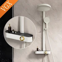 VGX White Shower System Set Bathroom Shower Faucet Set 3-way Rainfall Shower Set Shower Mixer Crane with Hand Shower Set Grey 1