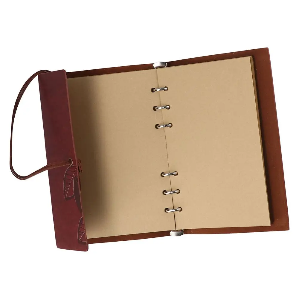 Charming Leaf-Embossed Journal with Retro Pendants, Durable PU Leather Notebook