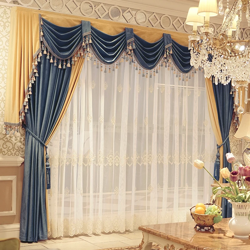 Curtains for Living Room Dining Bedroom Luxury Elegant European Retro Style Noble High-end Velvet Thick Shading Palace Curtain