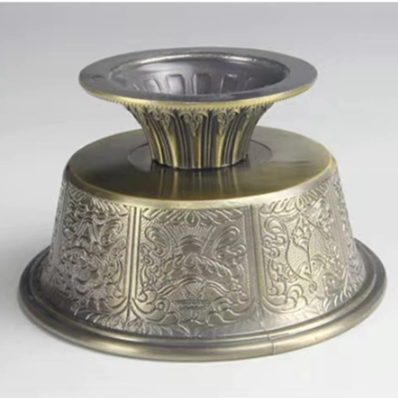 Multifunctional Sanskrit Buddhist Incense Fire Bowl Red Copper Tribute Engraving Fire Serving Tray Mandala Smoke Supply Furnace 6