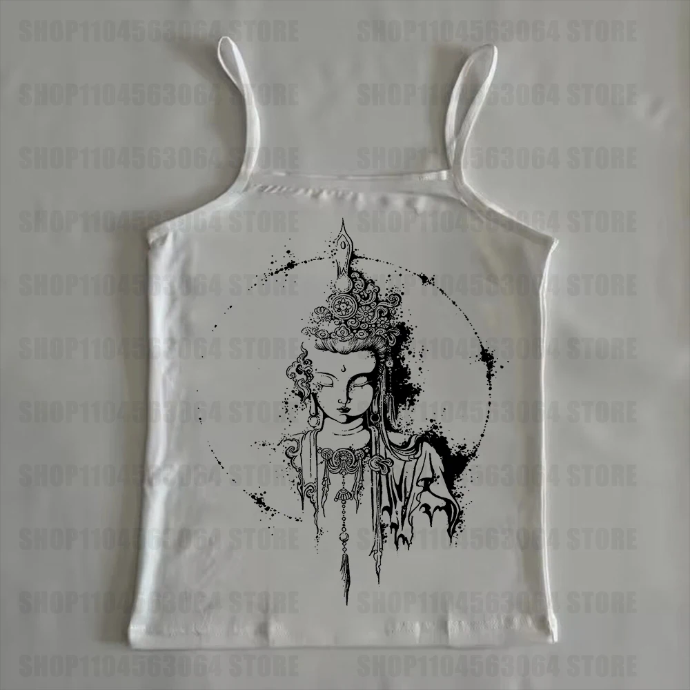 Gothic Y2K Women's Crop Top with Suspenders - Shoujo Harajuku Emo Style