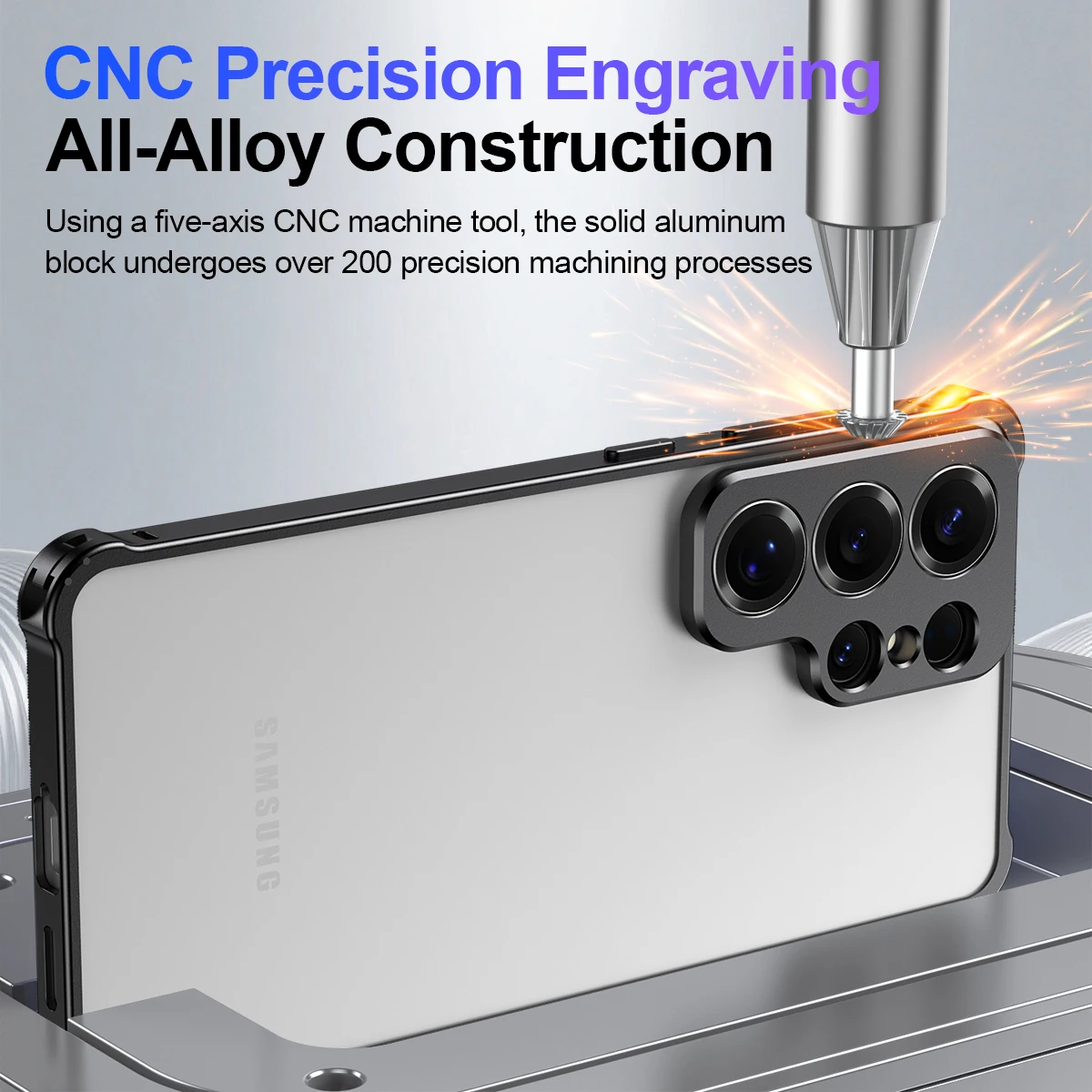Luxury Ultra-Thin Aluminum Alloy Mechanical Phone Case - Metal Removable Shockproof Cover