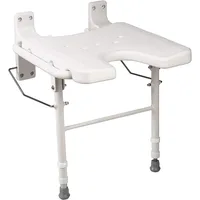 Wall Mount Fold Away Bath Chair Shower Seat Bench with Adjustable Legs, FSA and HSA Eligible, Seat 16 X 16 Inches, White 1