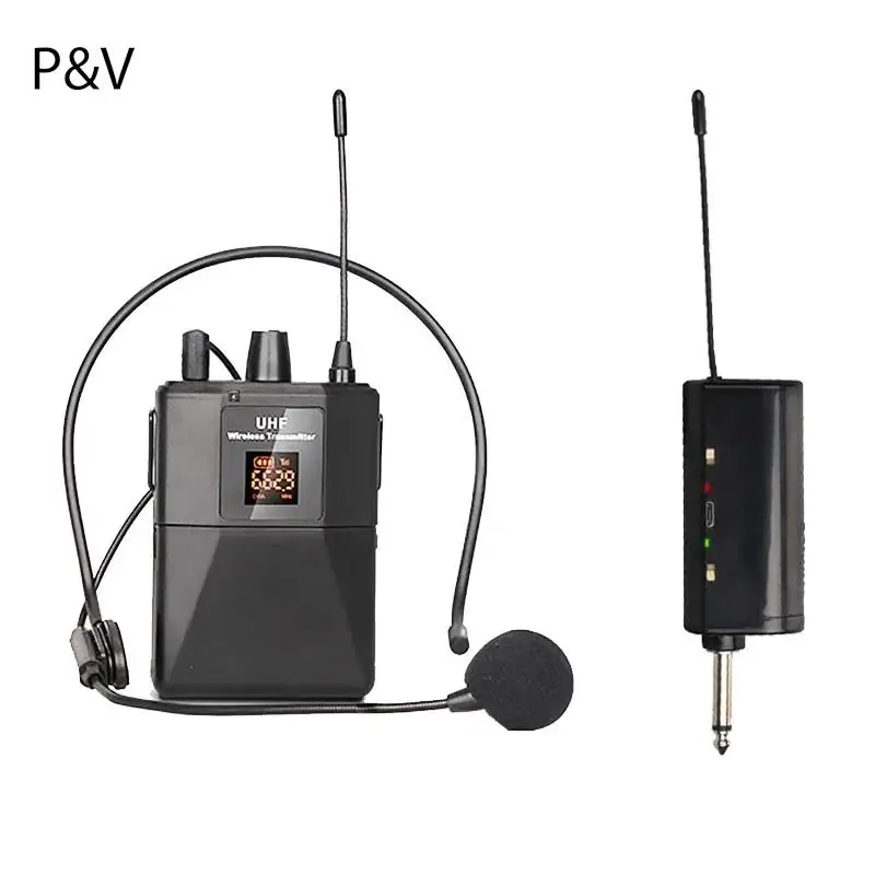 

UHF Wireless Headset Microphone with Transmitter Receiver LED Digital Display Bodypack Transmitter for Teaching Live Performance
