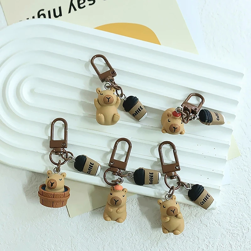 Cartoon Kapibala Key Chain Capybara Phone Pendant Headphone Case Charms Bag Decor Car Key Ring