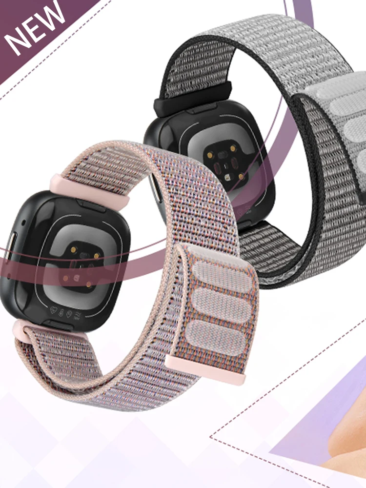 Bracelet Tricoté Fitbit Versa Original - Bleu Marine/blanc - Neuf + PH5