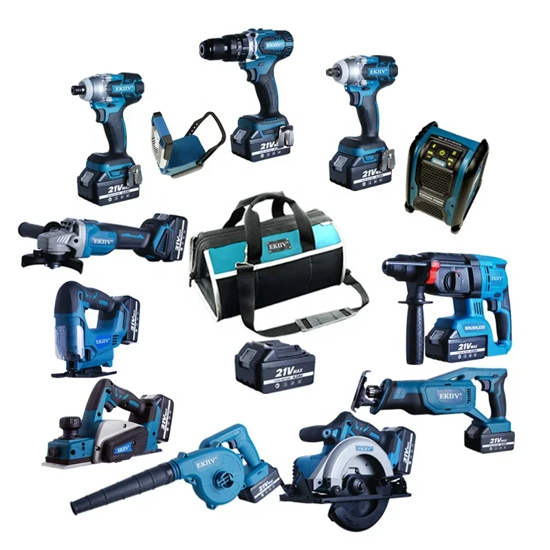 EKIIV brushless angle grinder cordless lightweight cordless hammer drill lithium-ion combo kit for sale