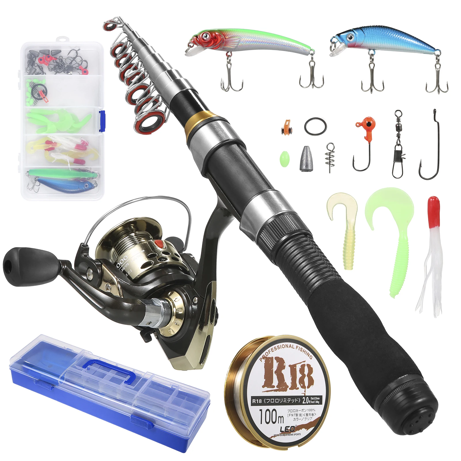 Leo Telescopic Fishing Rod and Reel Combos with Full Algeria