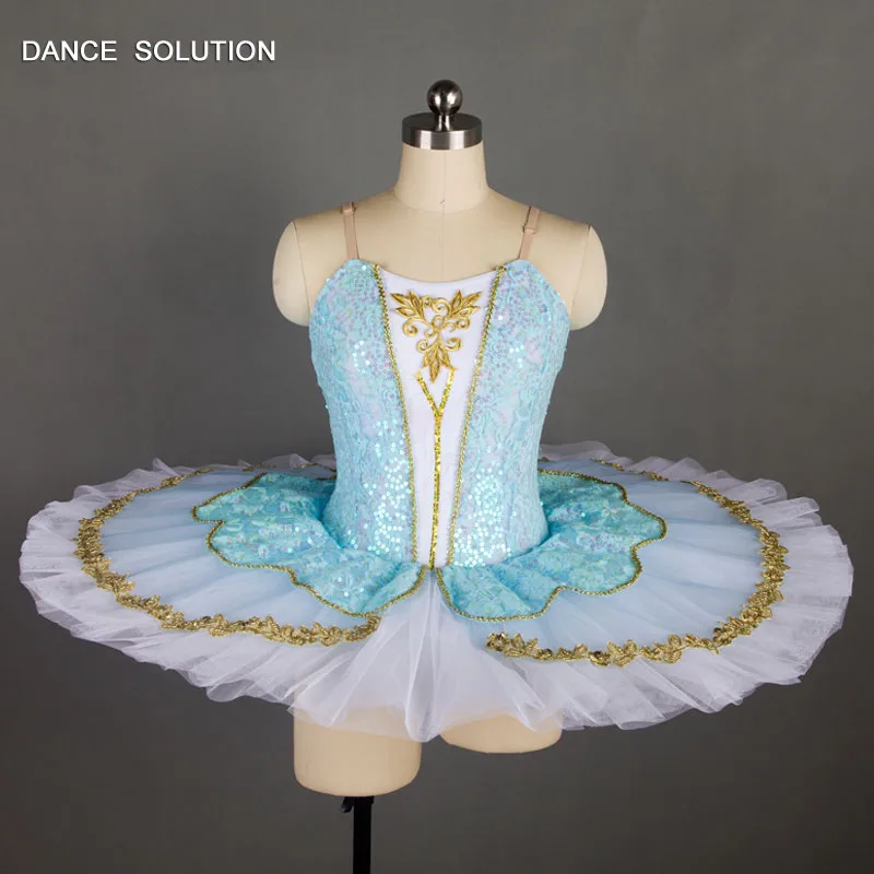 

Adult & Child Ballet Costumes Sky Blue Sequin Spandex Bodice Ballet Pancake Tutu for Ballerina Performance Dance Wears BLL015