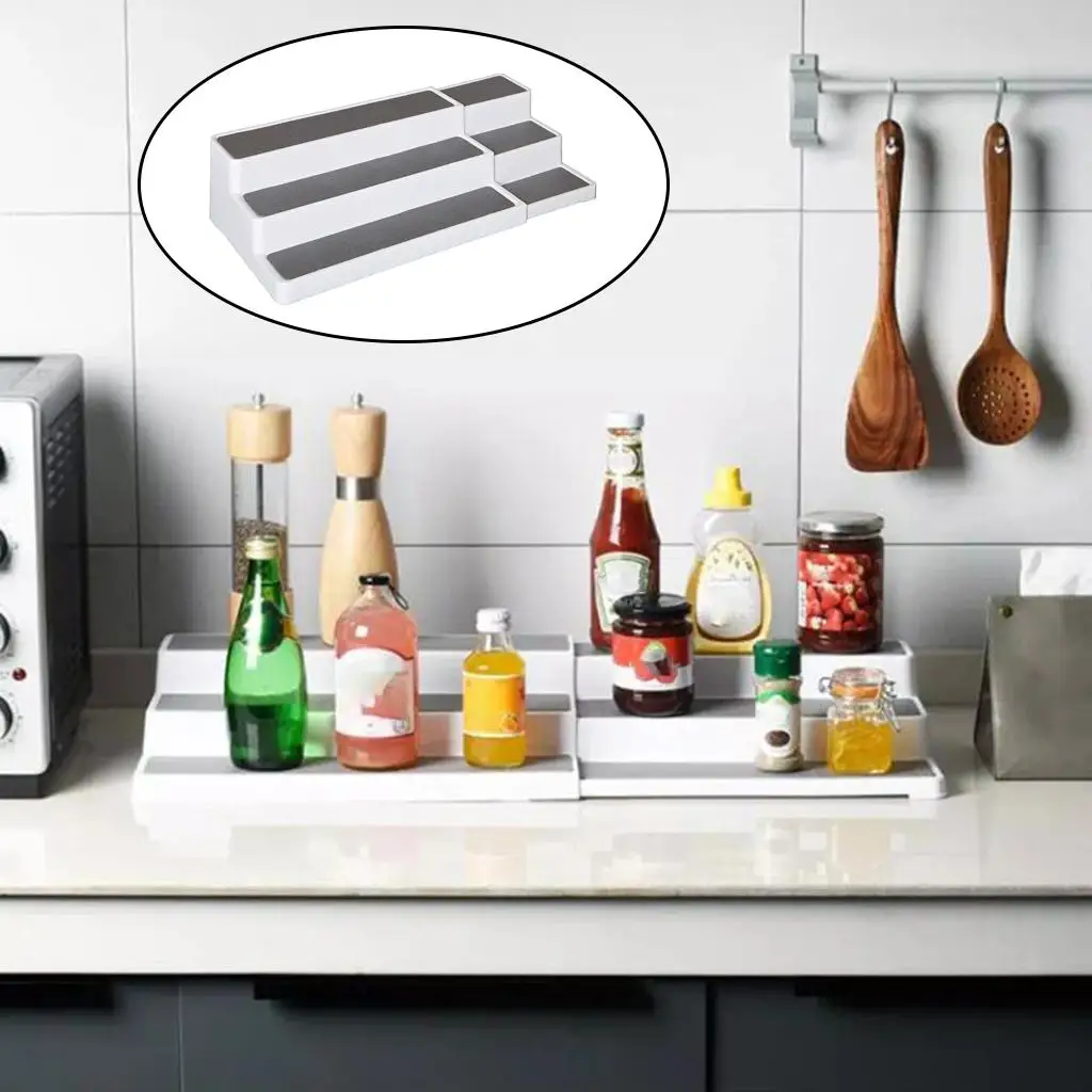 

Подставка для специй, трехуровневый раздвижной стеллаж серого цвета, Домашний Органайзер