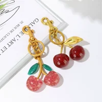 Trendy Red Cherry Pendant Keychain for Women Cute Bag Decorations Multifunctional Jewelry Car Key Accessories Charm Keyring Gift 4