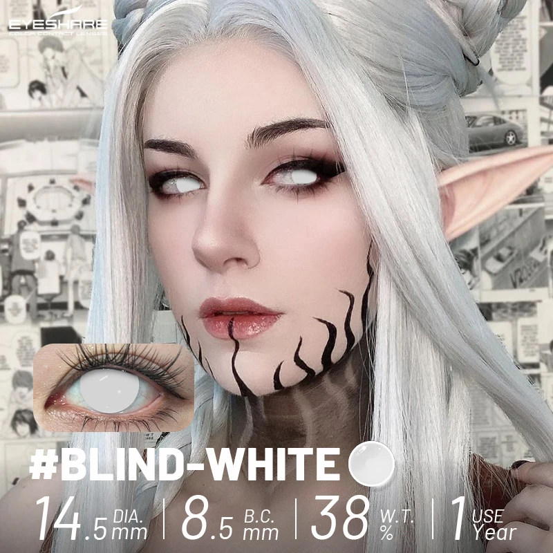 EYESHARE Cosplay Weiße Kontaktlinsen für Augen 1 Paar farbige Anime-Linse Augen-Make-up Schüler verrückte Halloween Damen Herren Accessoires – Detail 10