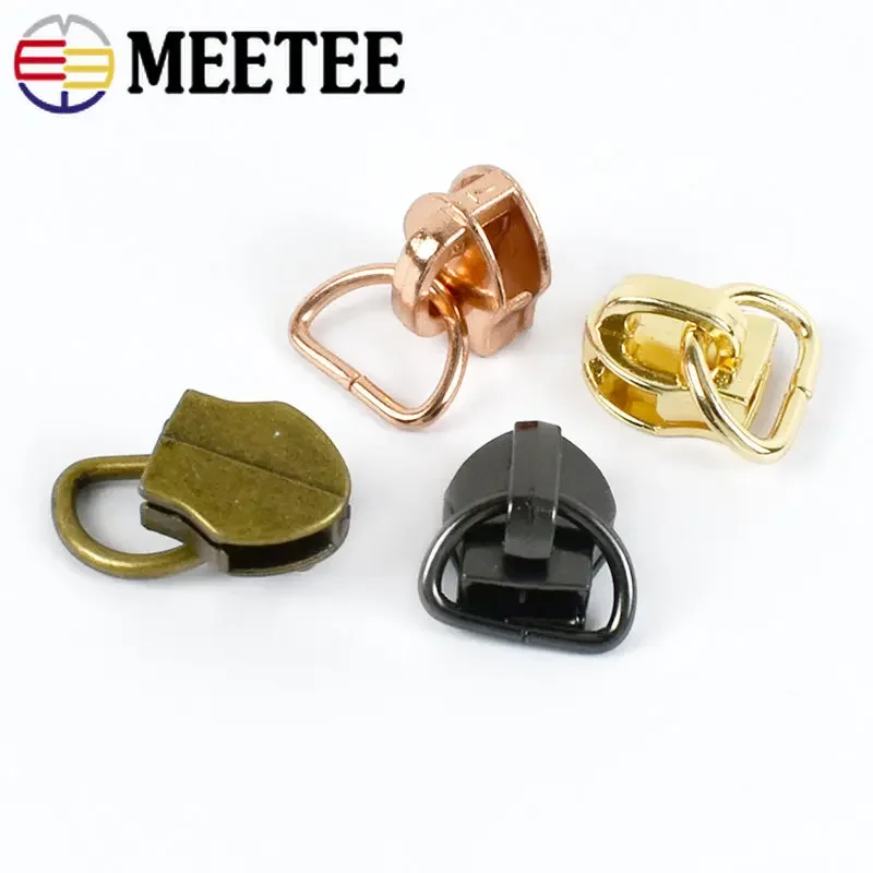 10/50Pcs D Ring 5# Zipper Sliders Pulls For Nylon Zips Tapes Repair Kit Zippers Head Replacement DIY Bag Sewing Accessories