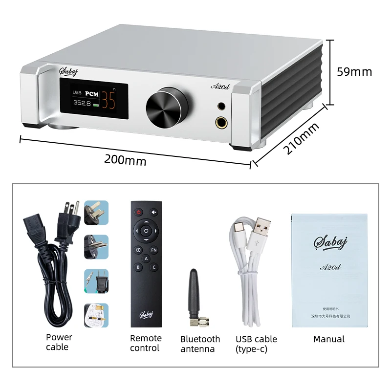 Sabaj A20d Version High Res Audio DAC Headphone Amp Bluetooth LDAC MQA-CD ES9038PRO OPA1612 XU216 Apt-XHD XLR RCA DSD512