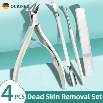4 PCS Manicure Set Tool Cuticle Skin Scissors Steel Push Dead Leather Fork Nail Clipper Cleaning Nails Remover Pusher Pedicure