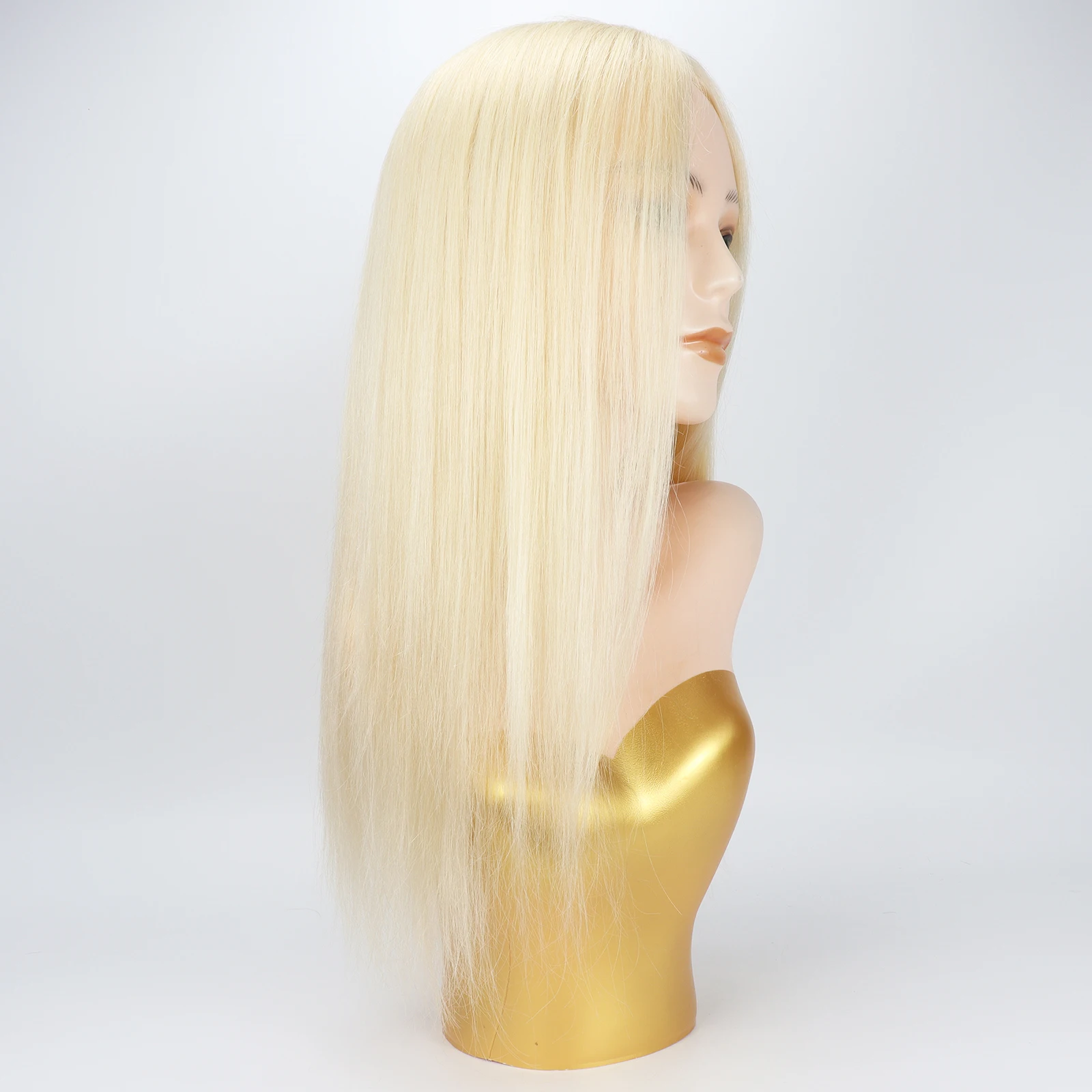 라이트 블론드 인모 6x6인치 실크 스킨 베이스 가발 18인치 100% 천연 유럽인모 가발 자연스러운 두피 PU와 탄성망