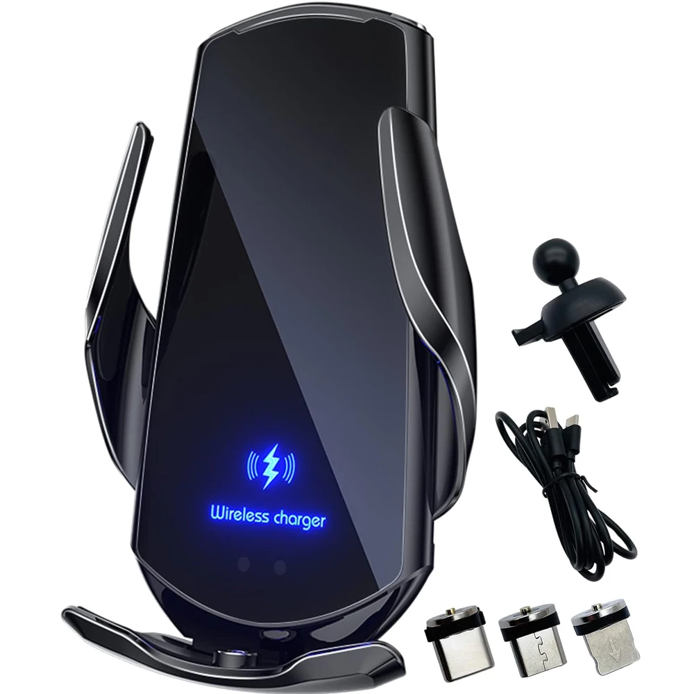 Smart Sensor Wireless Car Charger: 15W Fast Charging Auto-Clamping Phone Holder