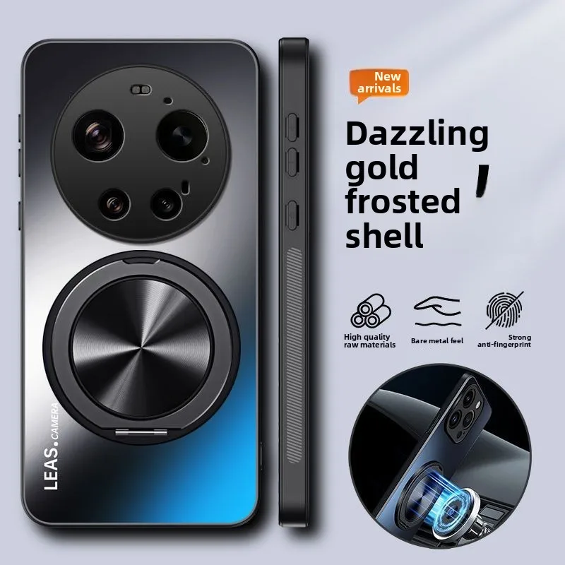 Deluxe Acrylic Frosted 360° Rotating Stand Magnetic Back Case - Shockproof Bumper