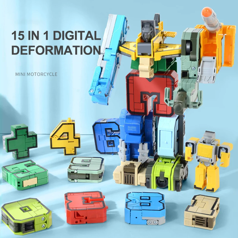 26 in1 GUDI Educational Assemble Building Blocks Action Figure Robots Transformation Car Deform Number Letters Alphabet Math Toy