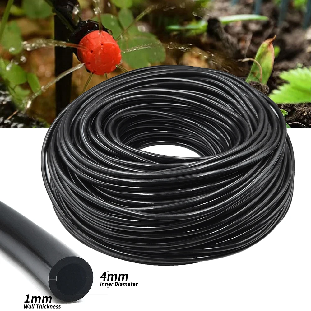 5M-50M Watering Hose 4/7 mm Garden Pipe Tubing W/ 1/2''&3/4'' Integrated Connector for Irrigation Systems Kit Greenhouses