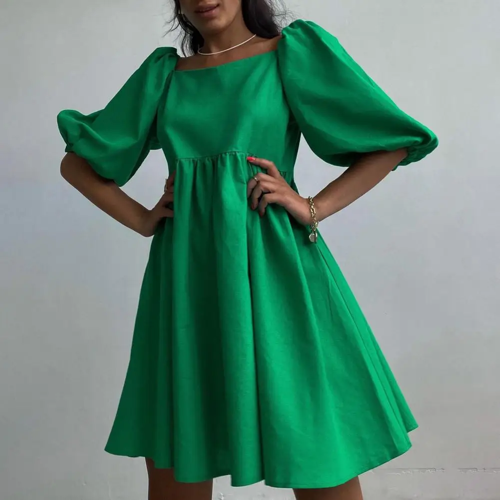 

Women's Summer Dress White Elegant Casual Dresses Short Sleeve Ruffle A-line Mini Green Dress for Women 2023 New Hit