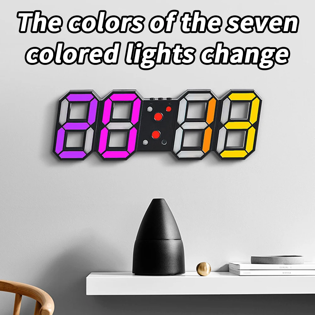 

Цифровые настенные часы 3D, дисплей с регулируемой яркостью и температурой