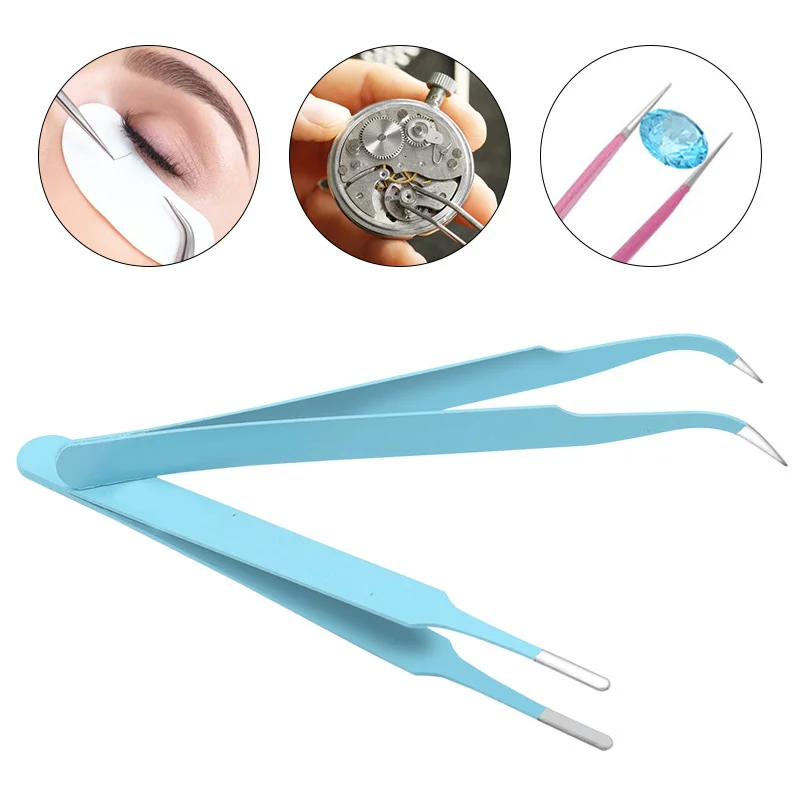 ESD Anti-Static Tweezers 6PCs Precision Maintenance Industrial Repair Curved Tool Home Working Model Making Hand